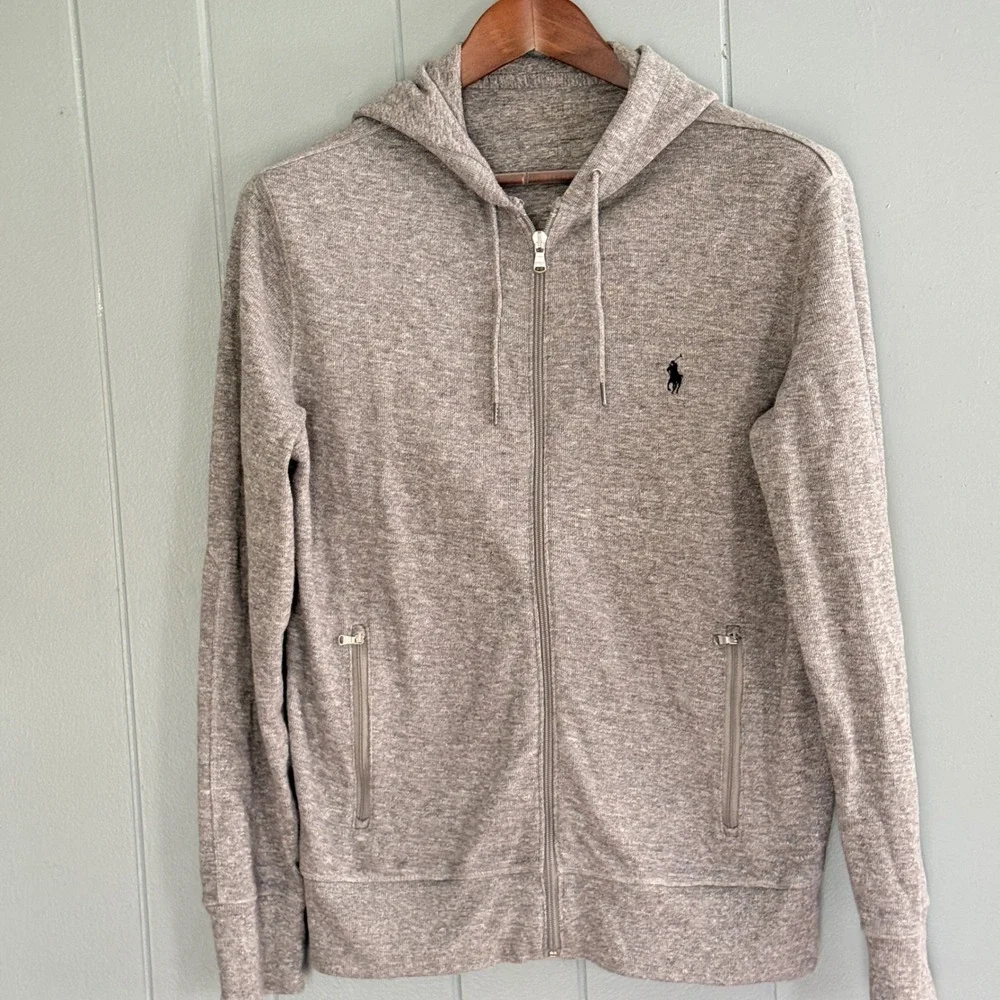 Polo Ralph Lauren Mens Full Zip Hoodie Gray Heather Medium Preppy Y2K Old‎ Money